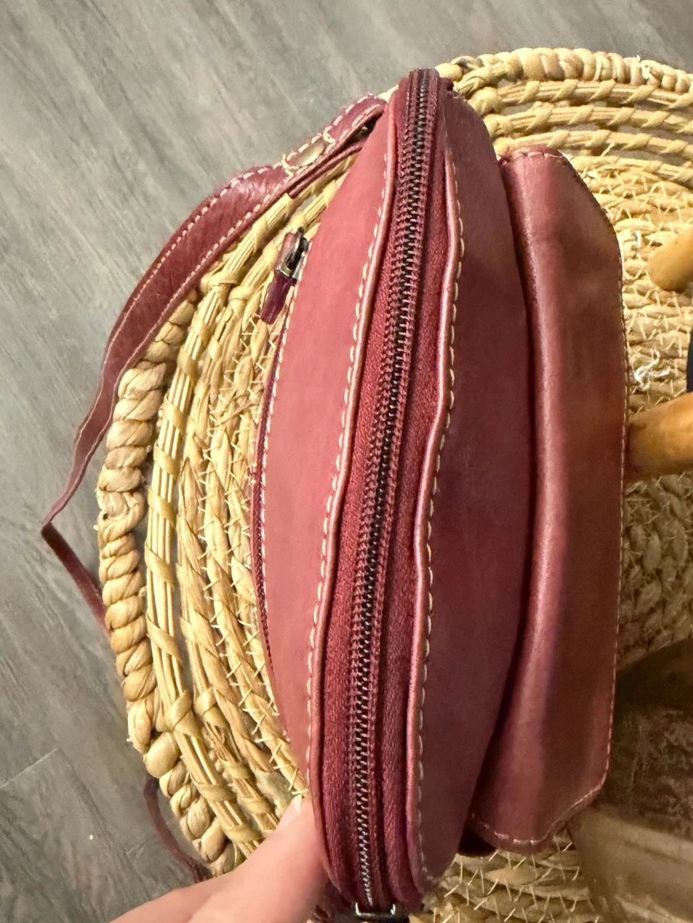 Vintage Burgundy Genuine Leather Crossbody Bag Boho Shoulder Purse Made in India